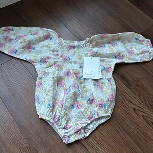 Bebe Organic Floral June Romper NWT